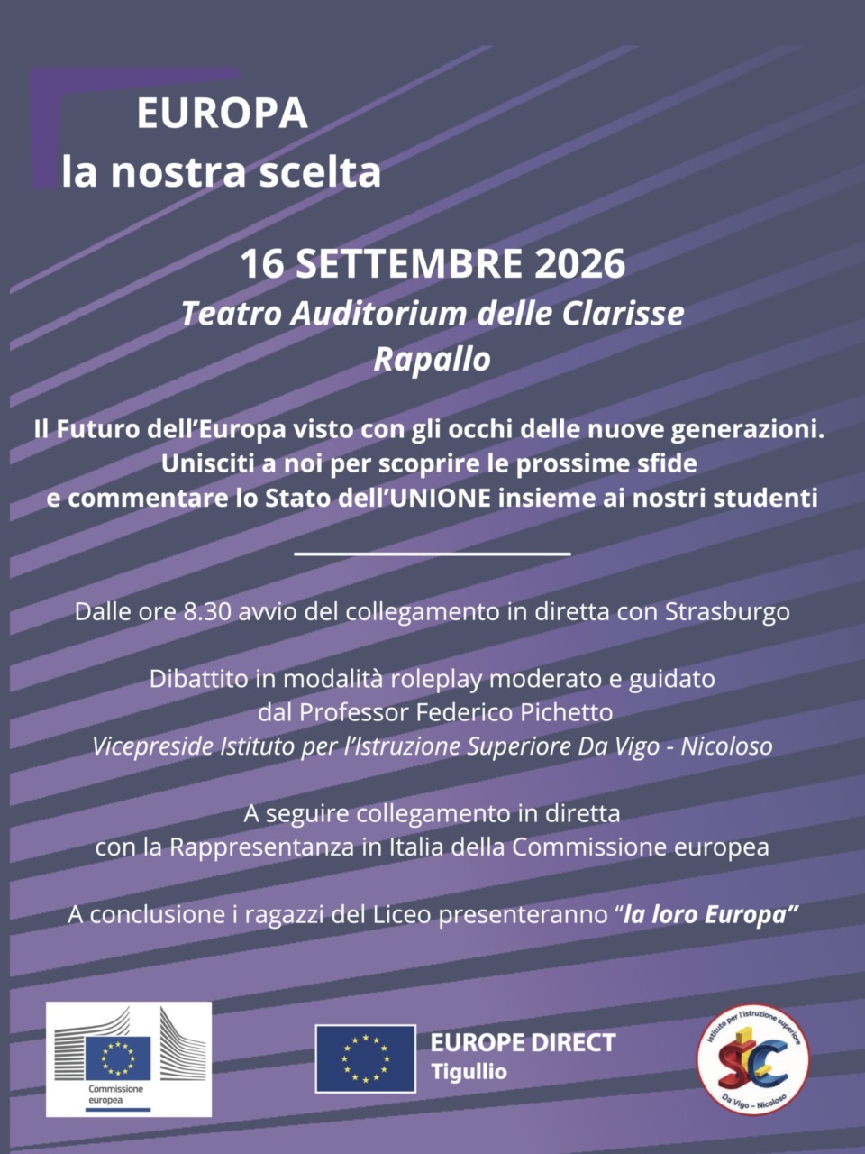 Europe Direct Tigullio, lo Stato dell’Unione in diretta a Rapallo con gli studenti del Da Vigo