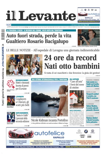 Il Nuovo Levante da oggi in edicola
