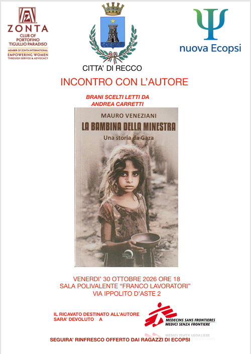 A Recco “La bambina della minestra”, una storia da Gaza raccontata da Mauro Veneziani