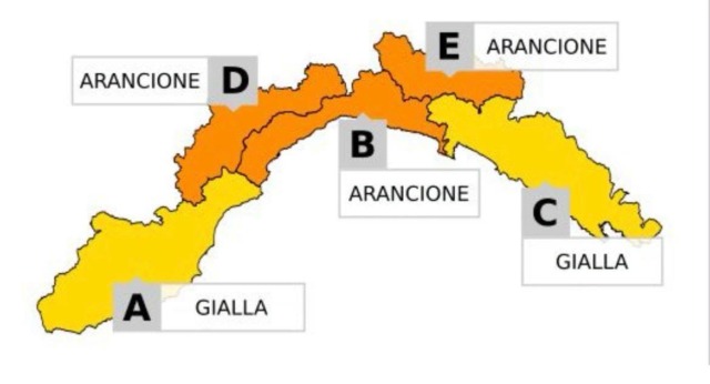 Allerta meteo gialla domani, domenica 18 ottobre, nel Levante ligure
