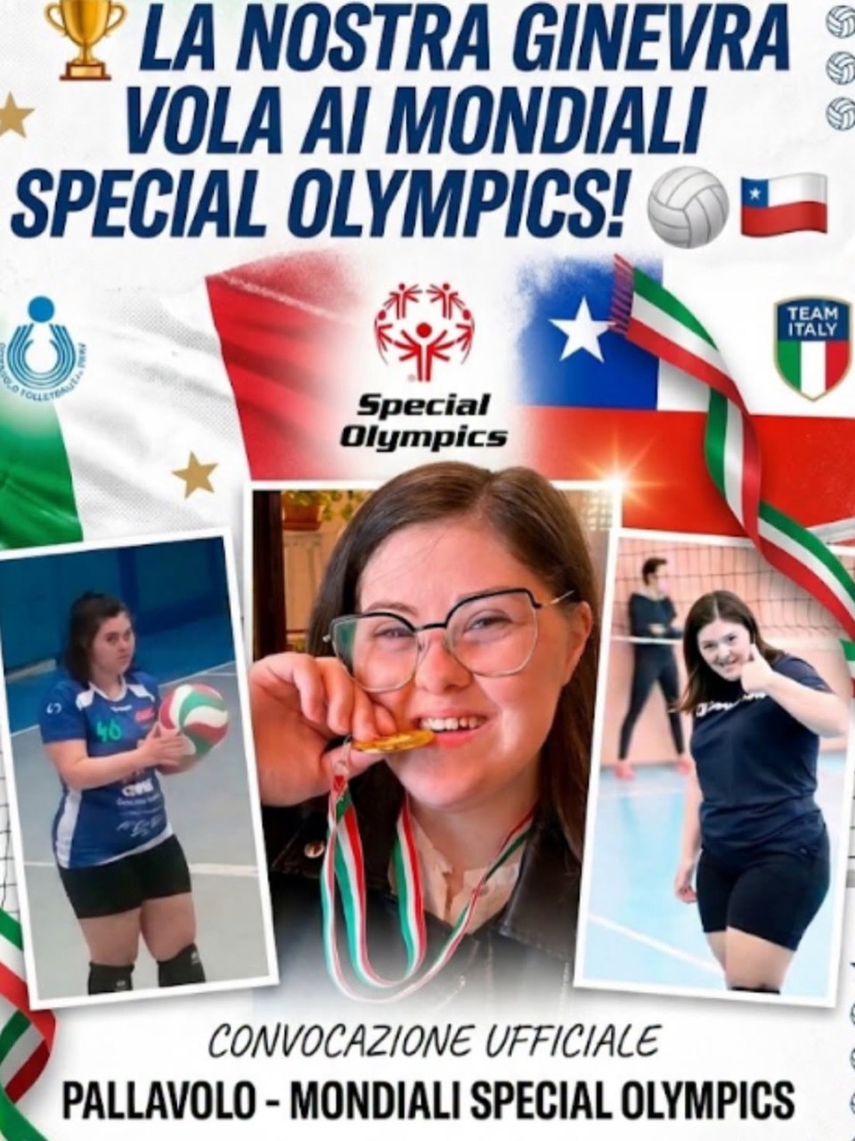 Ginevra Cirincione in Cile per i Mondiali di pallavolo Special Olympics