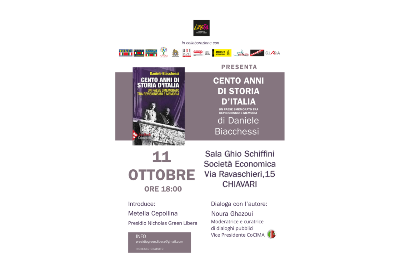 Cento anni di storia d’Italia: la presentazione del libro di Daniele Biacchessi a Chiavari